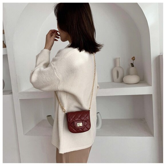 Chic PU Leather Chain Flap Satchel /Multiple colors available/3 Sizes - Picture 7 of 12